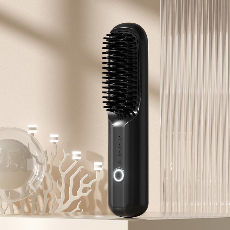 Compact Electric Hair Brush Ion Generator Digital Temperature Display Hot Comb Silky Smooth Hair Brushes