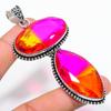 Bi-Color Tourmaline Gemstone Handmade 925 Sterling Silver Pendant 3.43" O7O92