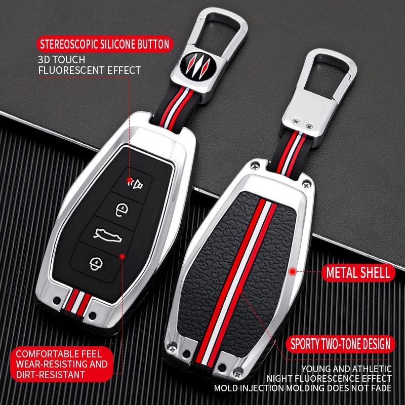 Interior Mouldings 4 Buttons Metal + Silicone Car Key Case Cover Shell  for Renault  Grand Koleos Geely Coolray X6 Emgrand 2024