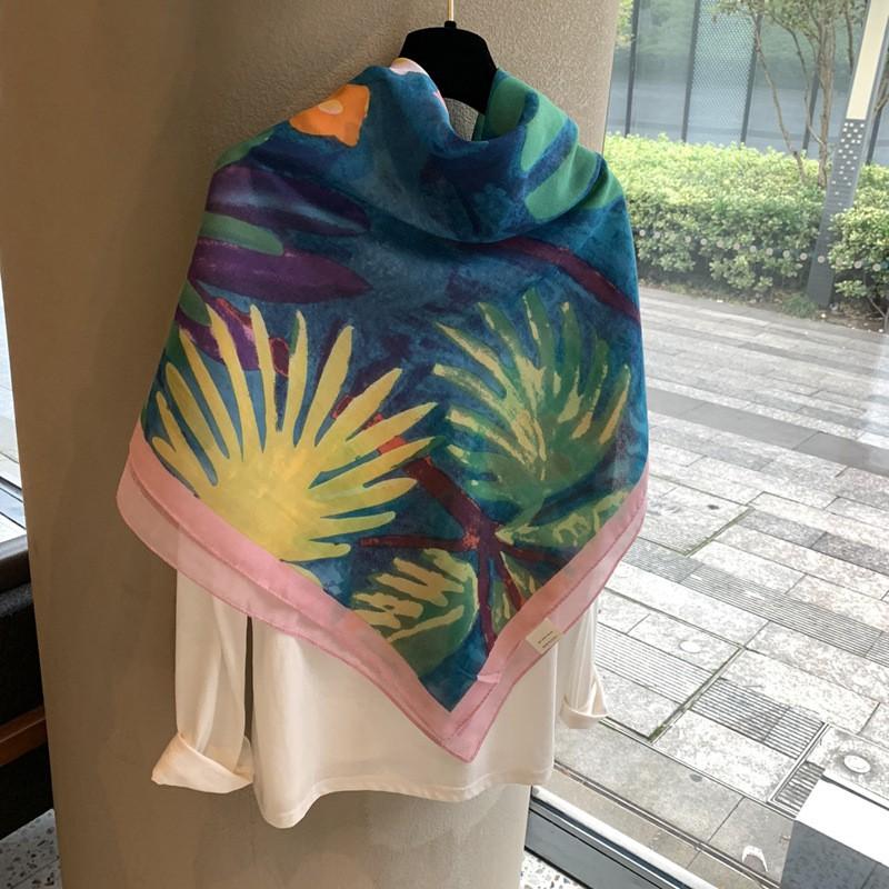 110cm Square Cotton Scarf Lightweight Wrap Shawl Women Elegant Minimalist Fashion Accessory