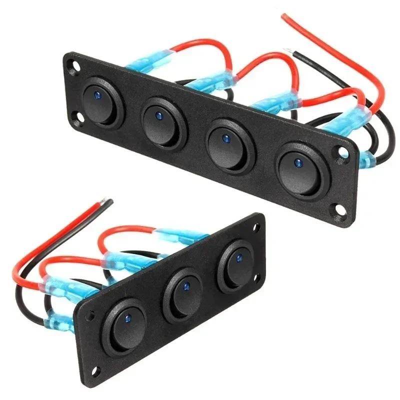 12V 1-4 Gang Universal Toggle Switch Panel USB Car Boat Marine RV Truck Blue LED Styling Accessories Marine Rocker Switch