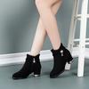 European and American Women's Short Boots 2024 Autumn and Winter New Style Lace Edge Thick Heel Versatile Boots Platform