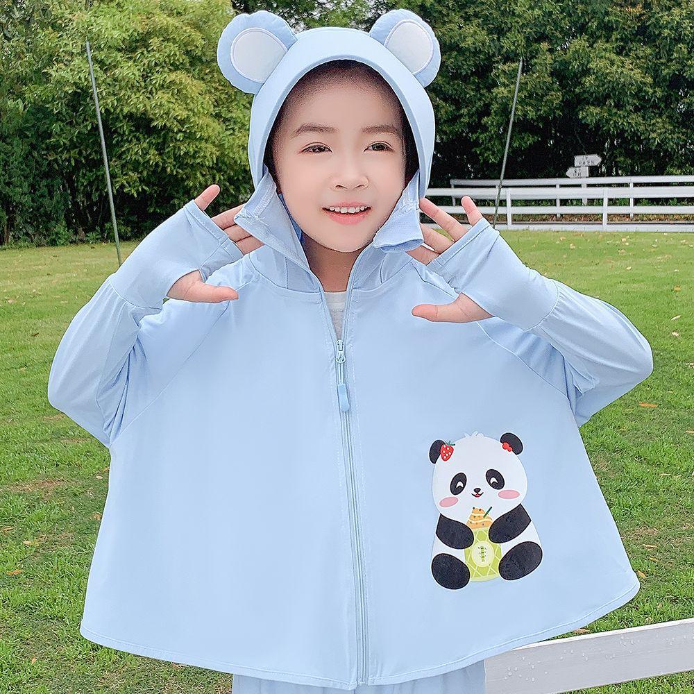 Kinder UPF50+ Eis Seide Sonnenschutz-Cape Leicht Atmungsaktiv Sommer Niedlich Bedruckter Sonnen-Hoodie für Jungen und Mädchen
