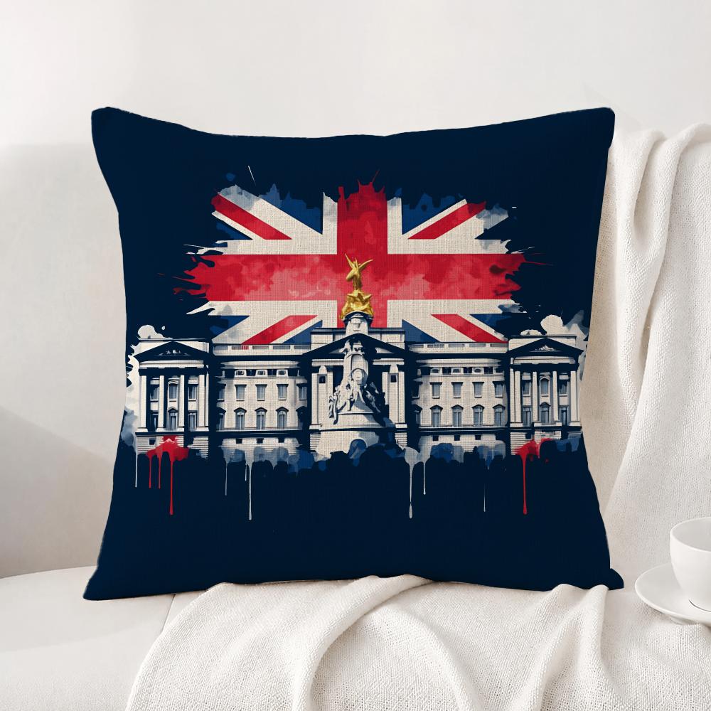 Federa per Cuscino Union Jack Bandiera Set Federe in Lino Naturale Copricuscino Decorativo AllinOne per Divano Camera da Letto Sedia