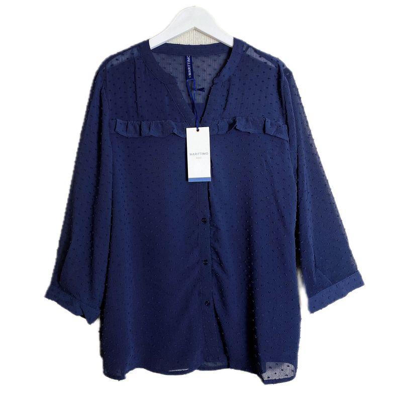 Export Fashion Original Order Leftover Stock Chiffon Jacquard Fabric Wooden Ear 3/4 Sleeve Shirt for Women Pure Color Fashion Bottoming Shirt
