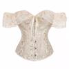 Women's Jacquard Lace Corset Top with Flutter Sleeves & Waist Cincher