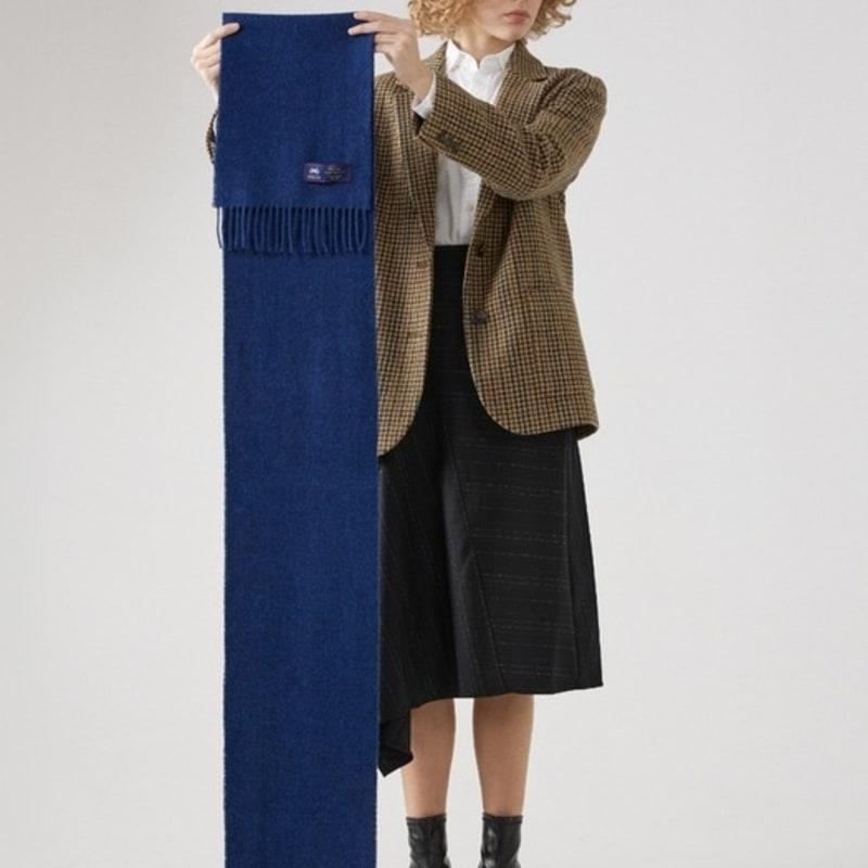 ABRAHAM MOON Merino Wool Muffler 25cm - Mid Blue