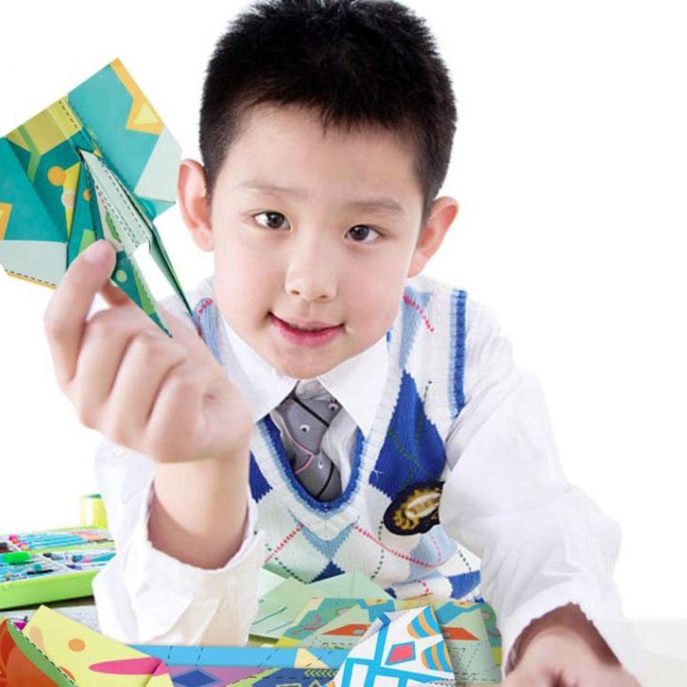Montessori Handmade Colored Paper Set Versatile Paper Aircraft Toy  Parent-child interaction