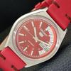 VINTAGE SEIKO 5 AUTOMATIC 6349A JAPAN MENS RED COLOR DIAL WATCH A701900-5 R207-a701900