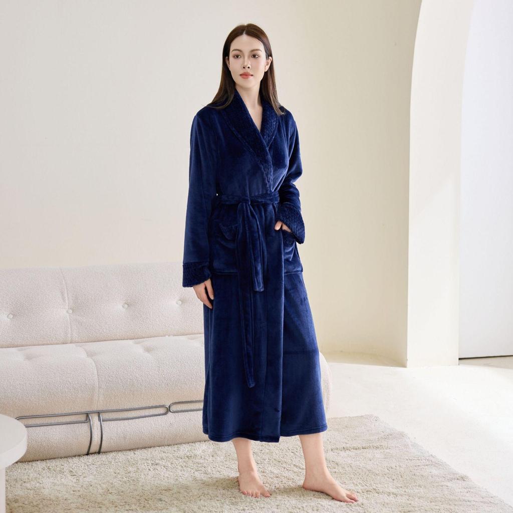 Thick Flannel Unisex Bathrobe - Plus Size, Couple's Long Nightgown Pajamas