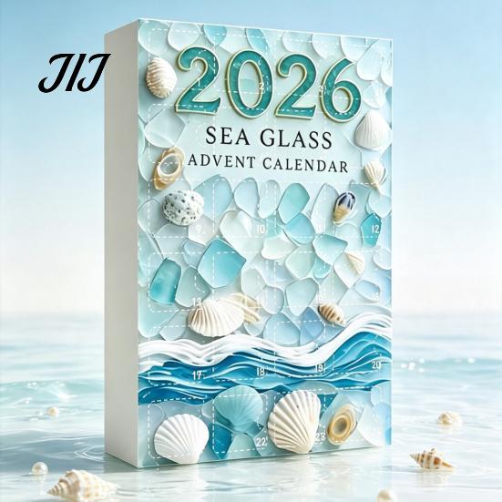 Festive Home Hanging Decorations 2026 Sea Glass Style Christmas Countdown Calendar Blind Box, 24Pcs Unique Tree Pendants Acrylic Ornaments,