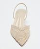 Fashion Mesh Woven Design Thin High Heels Women Sexy Pointed Toe Breathable Back Strap Heeled Sandals Elegant Beige Party Dress Shoes