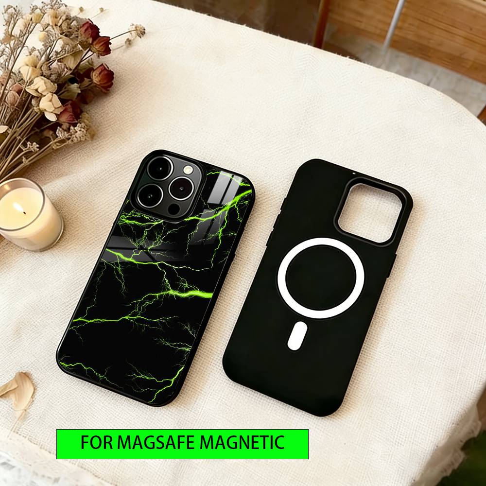 Blitztextur Handyhülle Für iPhone17,16,15,14,13,12,11 Plus,Pro Magnetisch mit Magsafe Kabelloses Laden