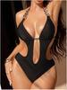 2026 European and American Style Women's Hollow Out Backless One-Piece Bodycon Lace-Up Swimsuit.