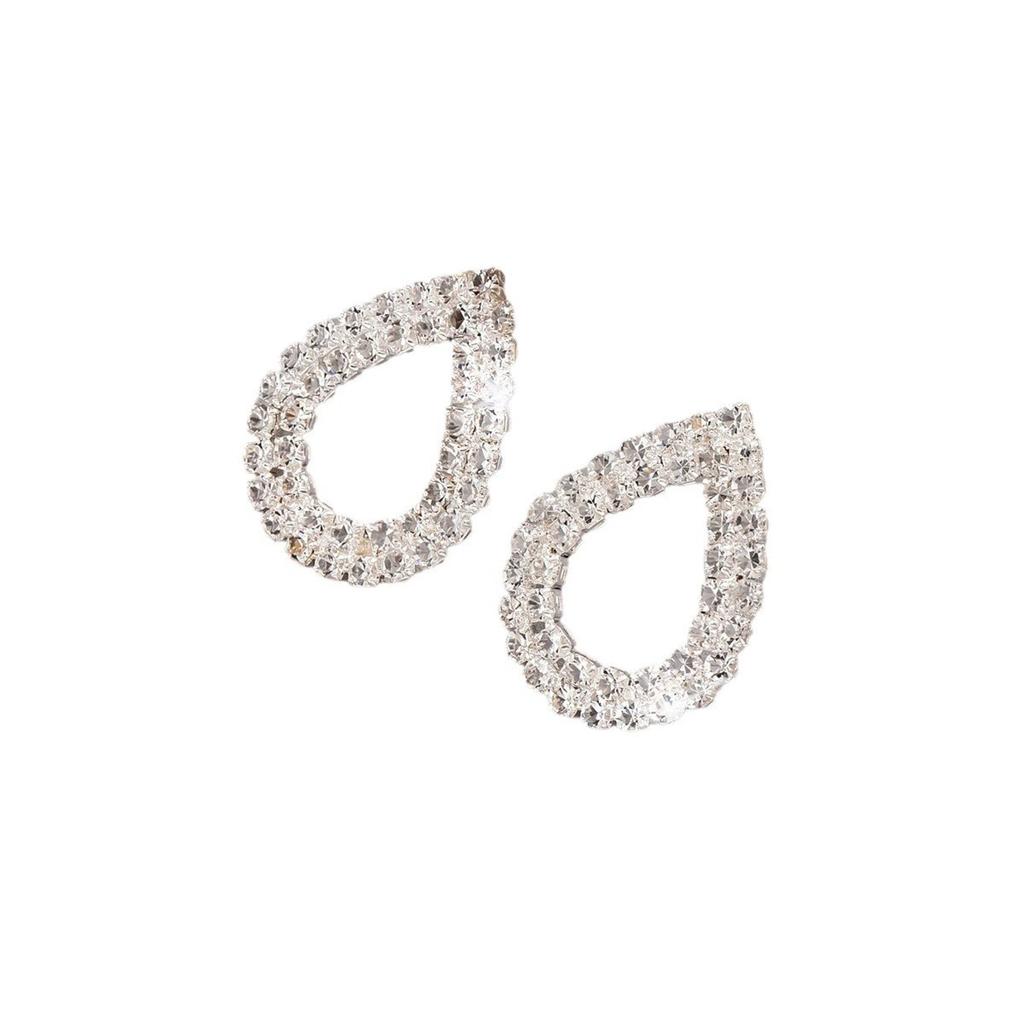 1 Pair Of Fashionable Elegant And Exquisite New Geometric Drop-Shaped Bottomless Rhinestone Stud Earrings For Ladies And Girls