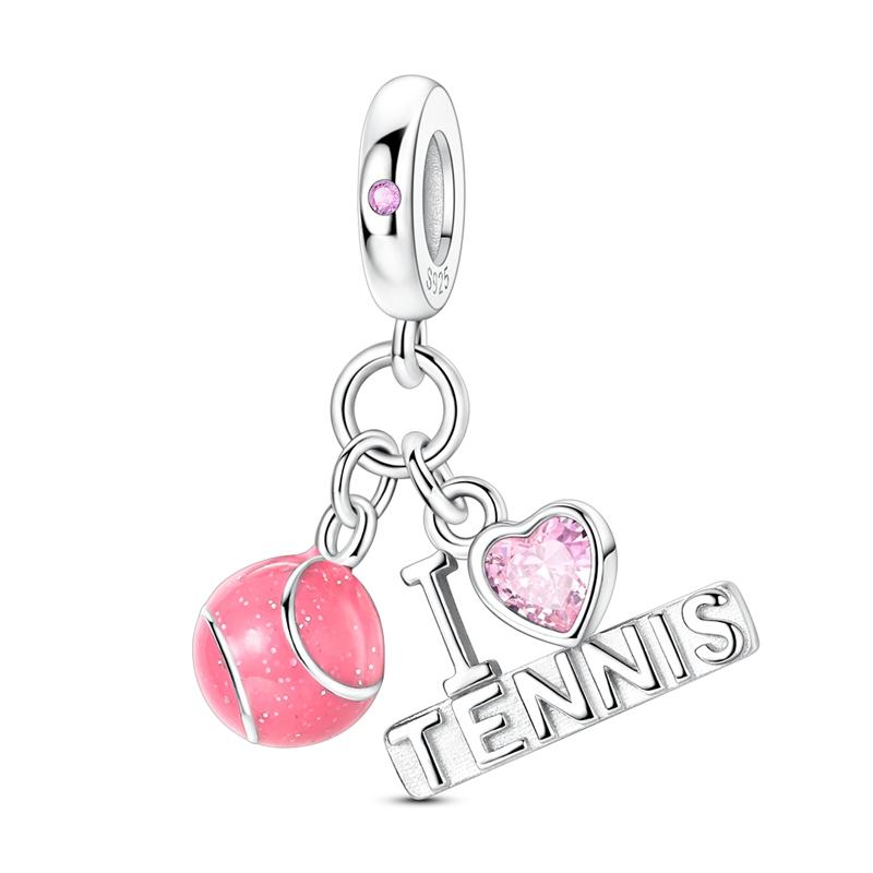 925 Silve Charms Sports Series Basketball Football Badminton Yoga Boxing Charms Bead Pendant Fit Bracelet Jewelry Gift