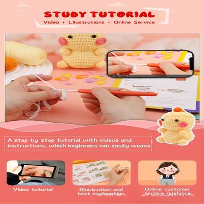 Complete Beginner Crochet Kit Sunflower Tulip Potted Plants Including Video Tutorial For Beginners Home Decor DIY Craft Gift
