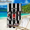 Custom Name BJK Football Crest  Beach Towel - Soft, Ultra-Absorbent Microfiber, Lightweight, Perfect for Beach, Parties, Travel, Camping