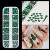 12Gird Mix Size Pink Red Green Crystal Nail Art Rhinestones Luxury Nail Diamond Gem Flatback Glass Stone Strass Nail Supplies