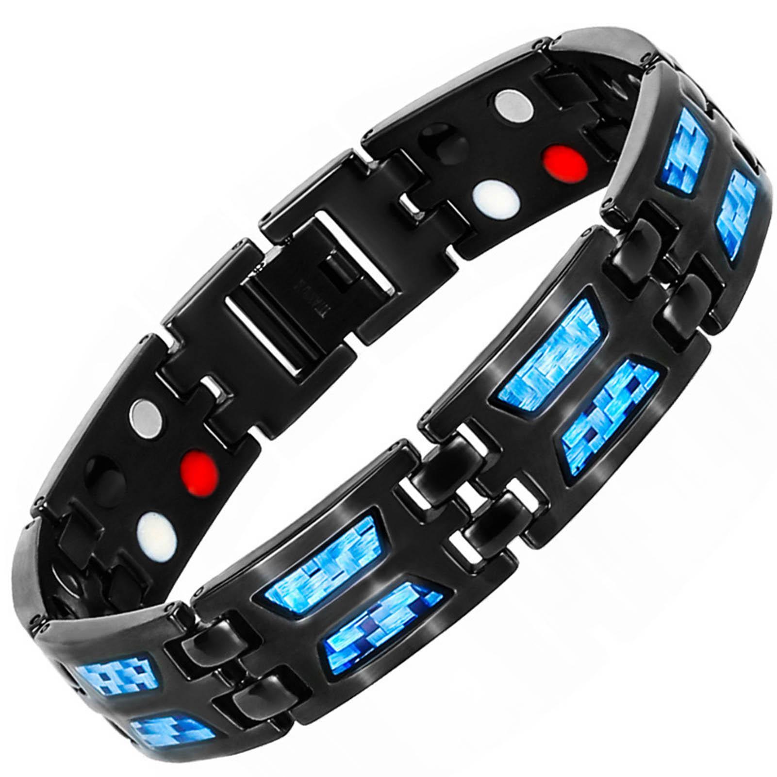 Automobile And Motorcycle Supplies Women's Blue Titanium Steel Bracelet Men Fashionable Double Row Health Bracelet Jewelry For Daily Life Work