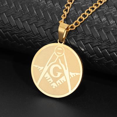 Masonic logo okrúhly prívesok na retiazke Osobnosť Vintage Nerezová oceľ Pánska retiazka