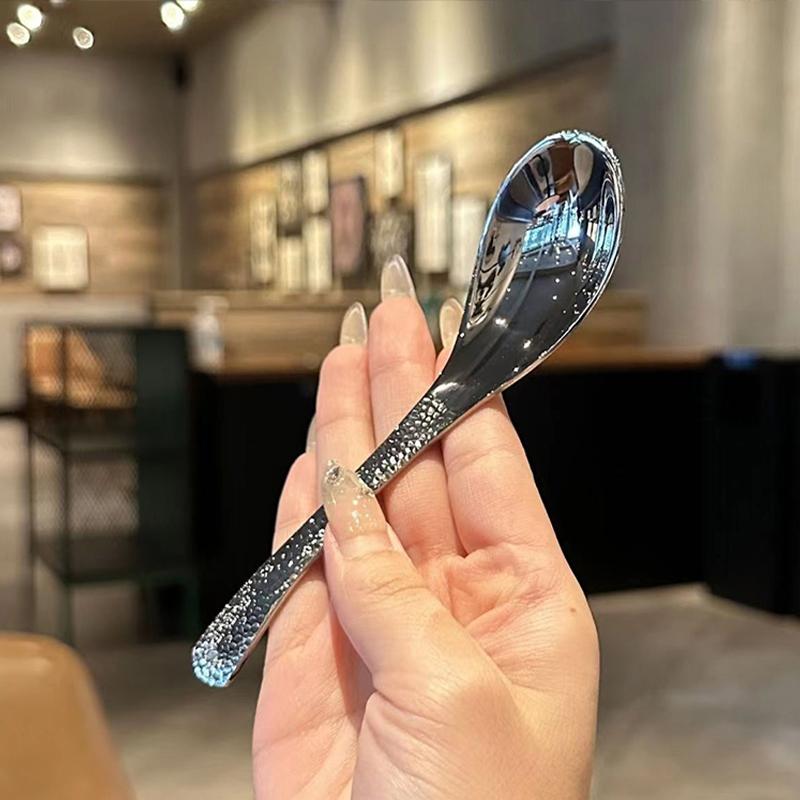 Light Luxury Chinese Soup Spoon Stainless Steel Spoon Home Hotel Spoon High Aesthetic Dessert Spoon Honeycomb Earl Spoon