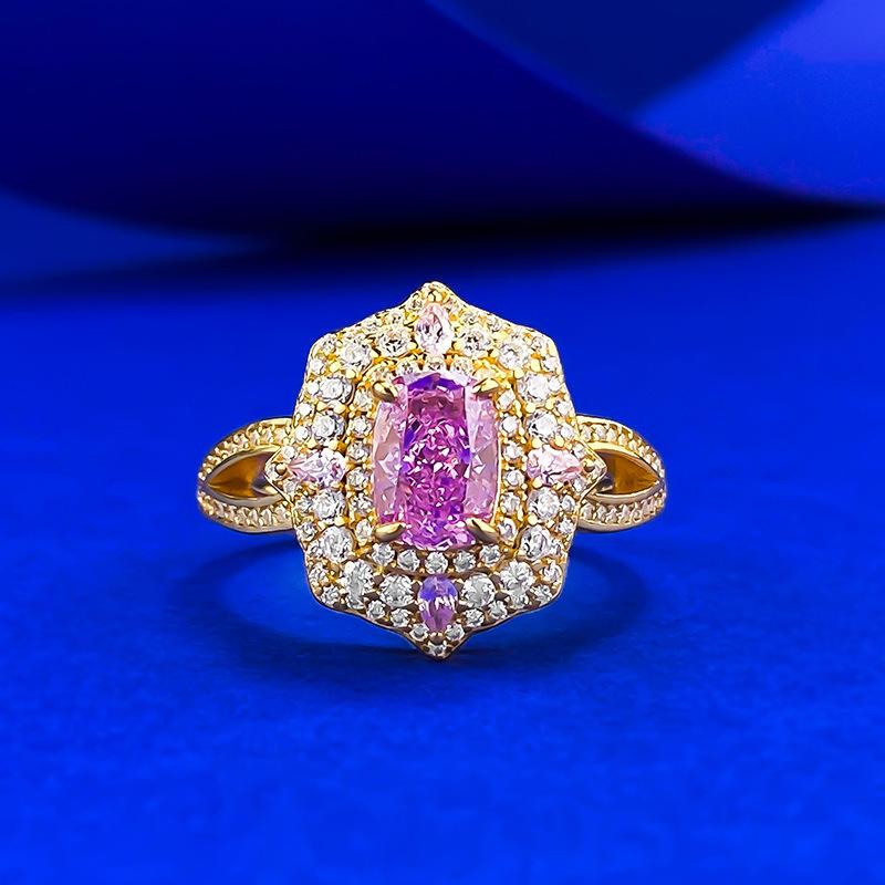 

High Carbon Diamond Ring One Carat Purple Taro Ice Flower Wind No. 9