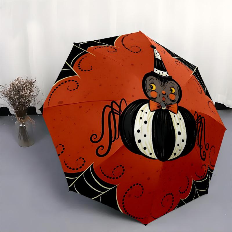 1pc Halloween Spider Auto Open/close, All-Season Portable Folding Umbrella for Women & Men, Travel, Everyday, Formal Events - Compact Luxury Parasol,