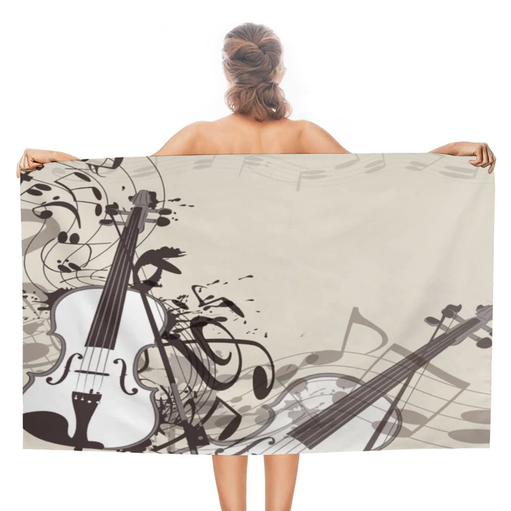 Electric Guitar Beach Towel, Microfiber Quick Dry Bath Towel for Travel Sport Spa, Sand Proof Absorbent Towels for Swimmers Teen