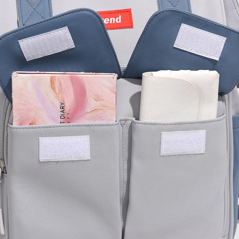 Colorblock Nylon Convertible Backpack with Dual Front Flap Pockets Top Handle Casual Daypack for Women Daily