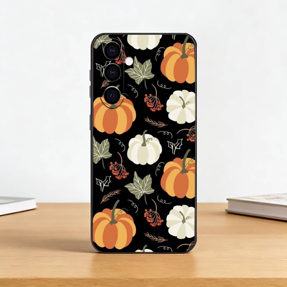 

Autumn leaves P-pumpkin Phone Case For Samsung Galaxy A73,A72,A71,A70,A53,A52,A51,Soft Silicone Black Cover Samsung a32 4g