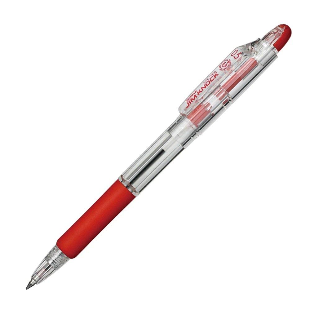 Zebra Jim Knock Ballpoint 10 Oil-Based Pen, 0.5mm, Red, Pens, B-KRBS-100-R