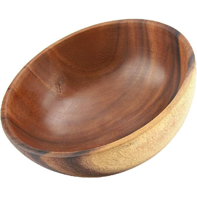 Yosoo Solid Wood Bowl, Acacia Wood Salad Soup Dining Bowl, Natural Hand-Made Classic Large Round, Kitchen Utensils (20 * 7 cm / 7.9 * 2.8 inch)