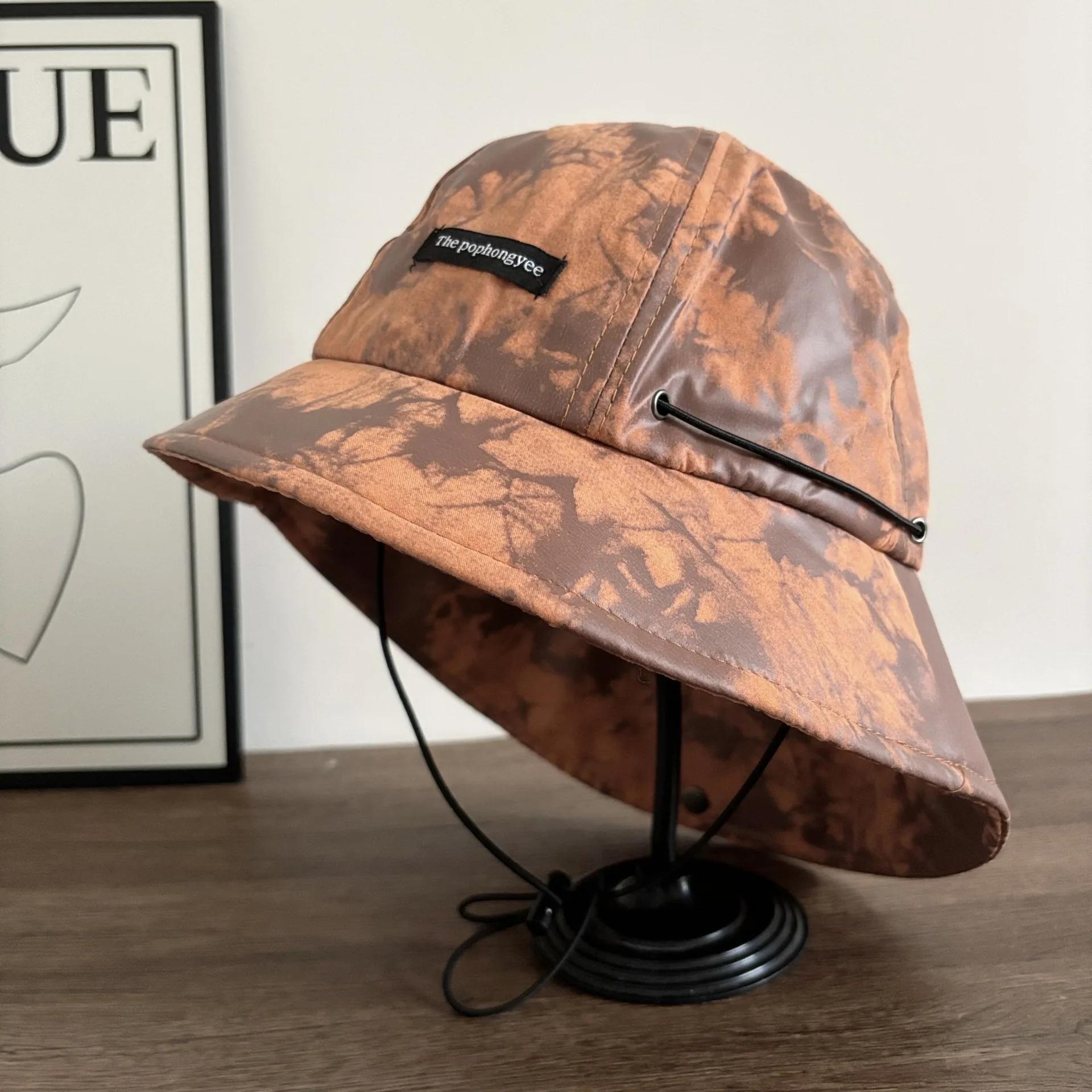 

New Tie Dye Fashionable Cold Hat For Women s Travel Versatile Head Cap, Fisherman Hat, Sun Protection Big Brim Hat 56-58CM