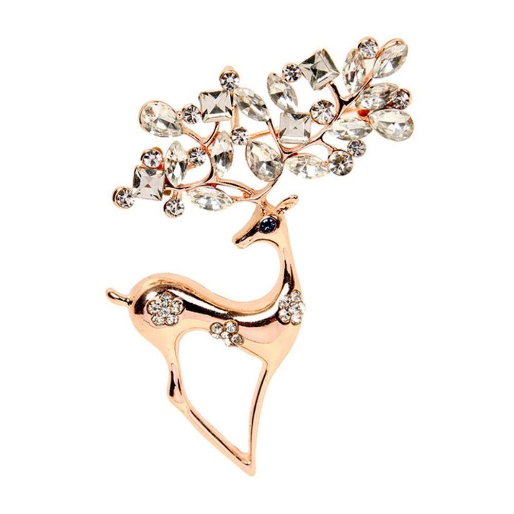 Christmas Reindeer Korean Style Brooches Female Jewelry Christmas Elk Brooches Rhinestone Pin