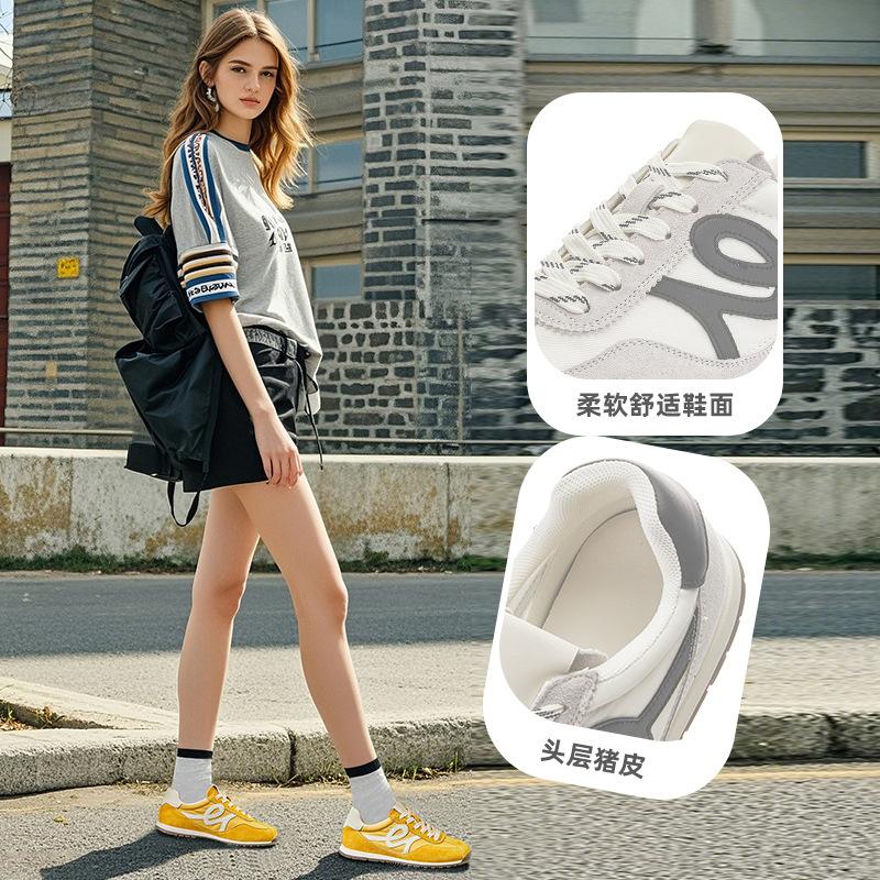 Leather Forrest Gump shoes women's 2025 autumn new flat-soled sports shoes women's casual moral training shoes versatile running white shoes