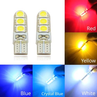 Car LED T10 194 W5W DC 12V Canbus 6SMD 5050 Silicone Shell LED Lights Bulb No Error Led Tail Parking Fog Light Auto Car Lamp