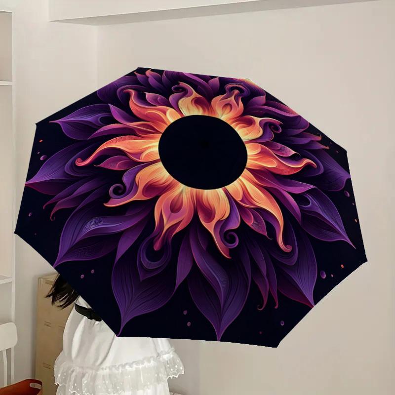 1pc Floral Mandala Design Umbrella with Plastic Handle,Suitable for All Seasons Home Travel Outdoor UmbrellaDD1148
