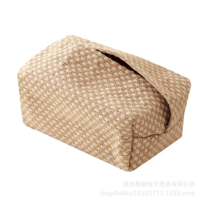Nordic Cotton Linen Cloth Art Tissue Box Holder Car Tissue Holder Desk Table Napkin Holder Home Decor Handkerchief Box Gift