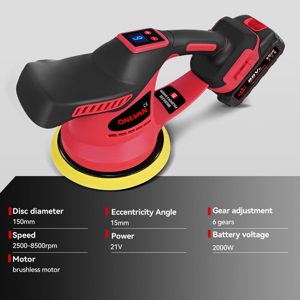 ONEVAN Polizor electric 8500RPM 6 trepte Polizor auto fără fir Electric Auto Ceruire Șlefuire Unealtă electrică Pentru baterie 18v cu pin