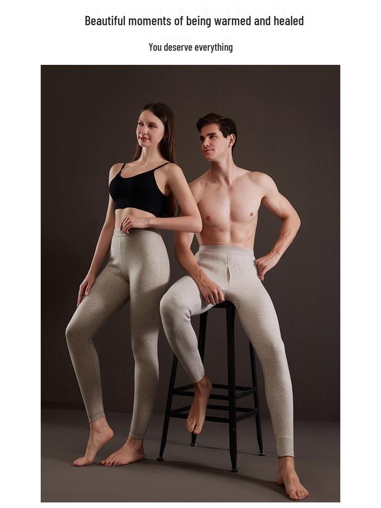 Men's Wool Fleece-Lined Warm Pants & Women's Faux Mink Cashmere Leggings: Winter High-Waisted Knitwear.