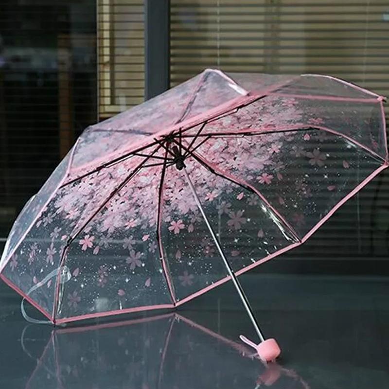 

Складной милый зонт с цветами, анти-УФ-защитный прозрачный зонт от солнца, прозрачный женский зонт с цветком вишни, ручной складной зонт, дождевик P