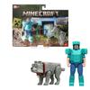 Mattel Minecraft 4-inch Minecraft Movie Steve In Diamond Armor Man's Best Wolf Dennis
