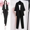 Dünne Jacke im koreanischen Sommerblazer im lässigen Stil mit weiten Beinen und zweiteiligen eleganten Hosensets für Damen im Büro-Business-Anzug