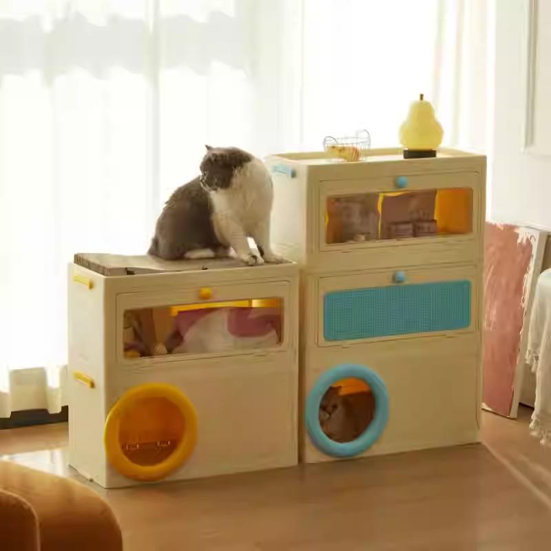 Multifunctional Cat Kennel Pet Supplies Integrated Storage Box Cat Villa Scratcher Double-layer Cat House Bed Kitten Accessories