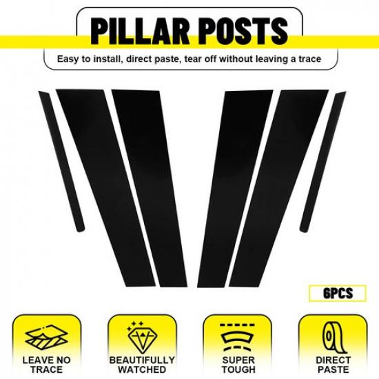 US Ship Black Window Pillar Posts Trim Door Cover For Kia Optima 2011-2015 6pc A