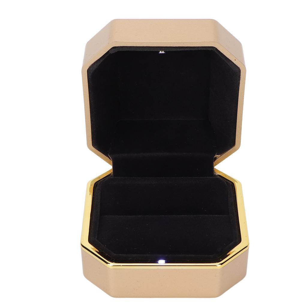 LED Light Ring Box Jewelry Display Gift Box Jewelry Storage Case for Engagement WeddingGolden