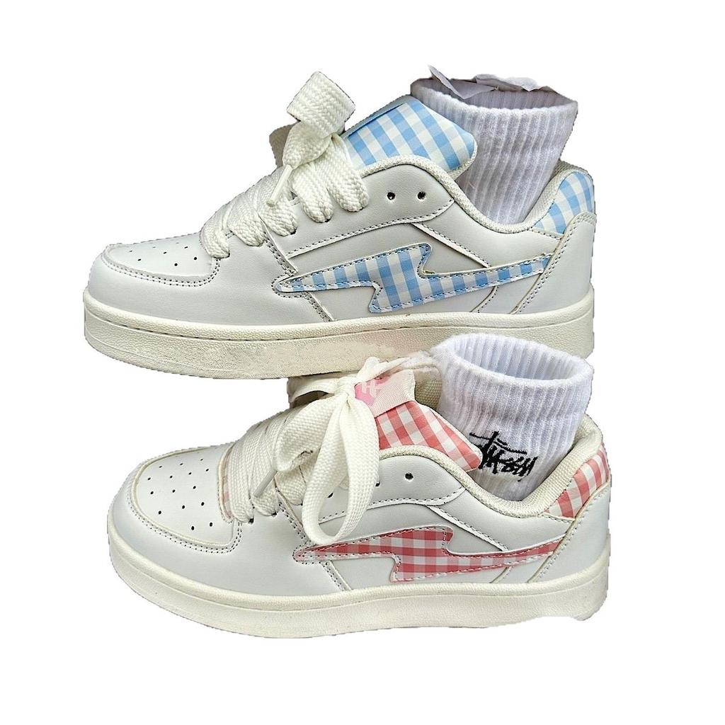 Summer New Mandarin Duck Bread Shoes Men's and Women's Grid Splicing Design Original Niche Design Breathable Skateboard Shoes