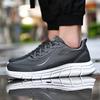 Large size black sports and leisure running shoes 2025 autumn and winter new leather lightweight velvet warm men's shoes