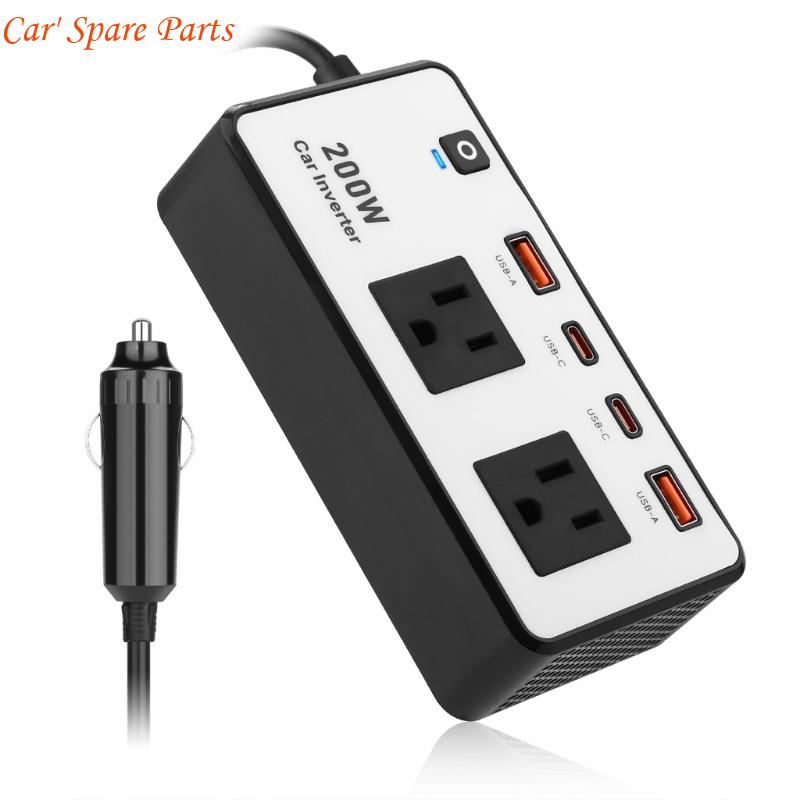 Y4UA Multifunctional 200W Car Power Inverter DC12V To AC110V with Double Outlets and USB Ports for Travel and Emergency Use